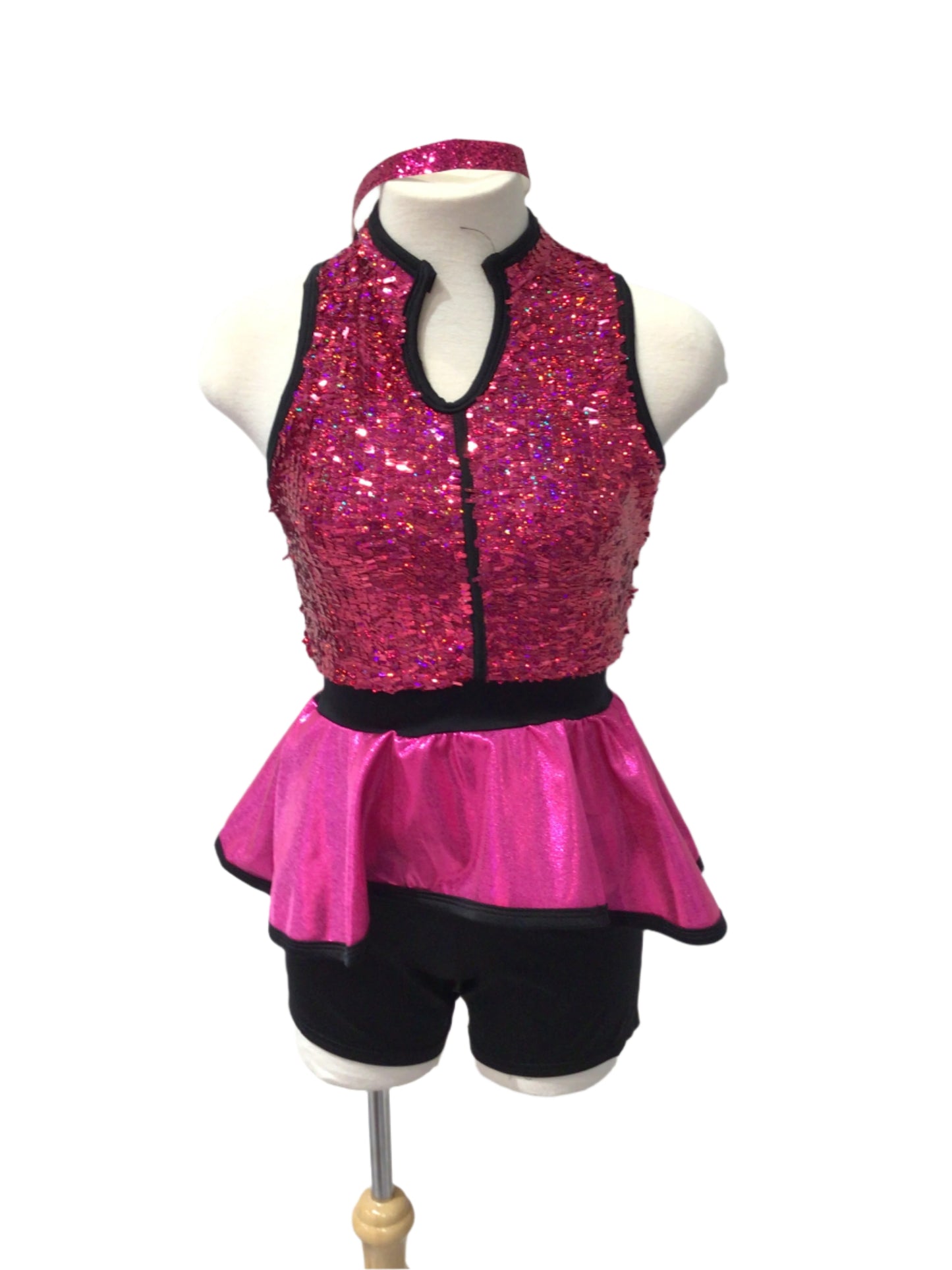 Pink Sparkle Jazz Dress with High Low Hem