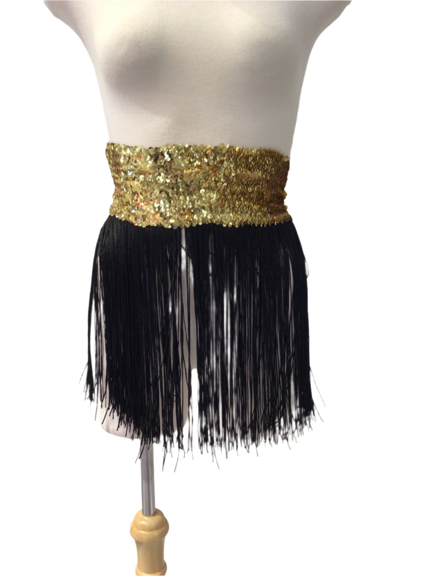 Black and Gold Fringe Skirt