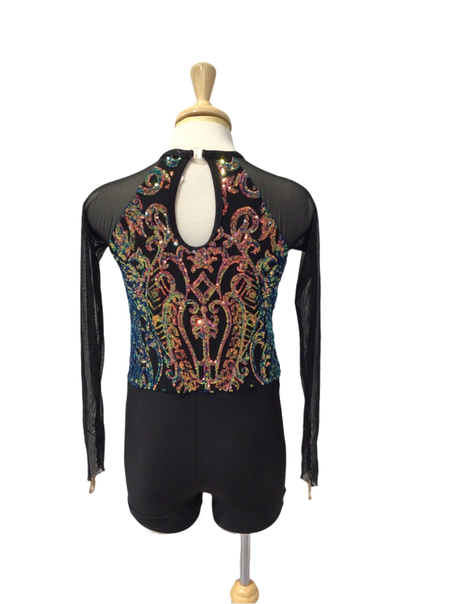 Black Long Sleeve Iridescent Biketard