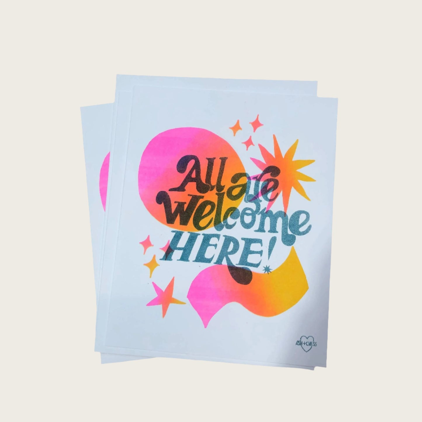 Ash + Chess All Are Welcome Here Risograph Print