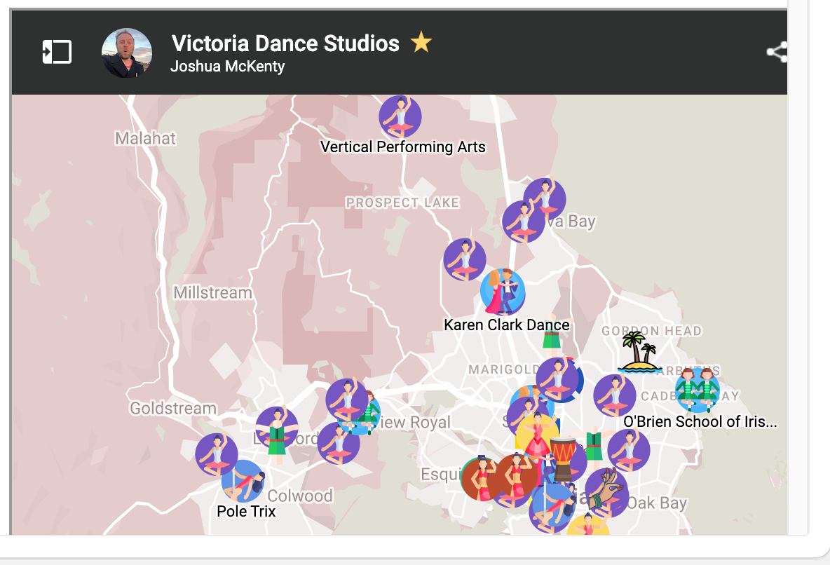 Map Dancing Guide to Dance Instruction in Greater Victoria – STRETCH DANCE LTD.