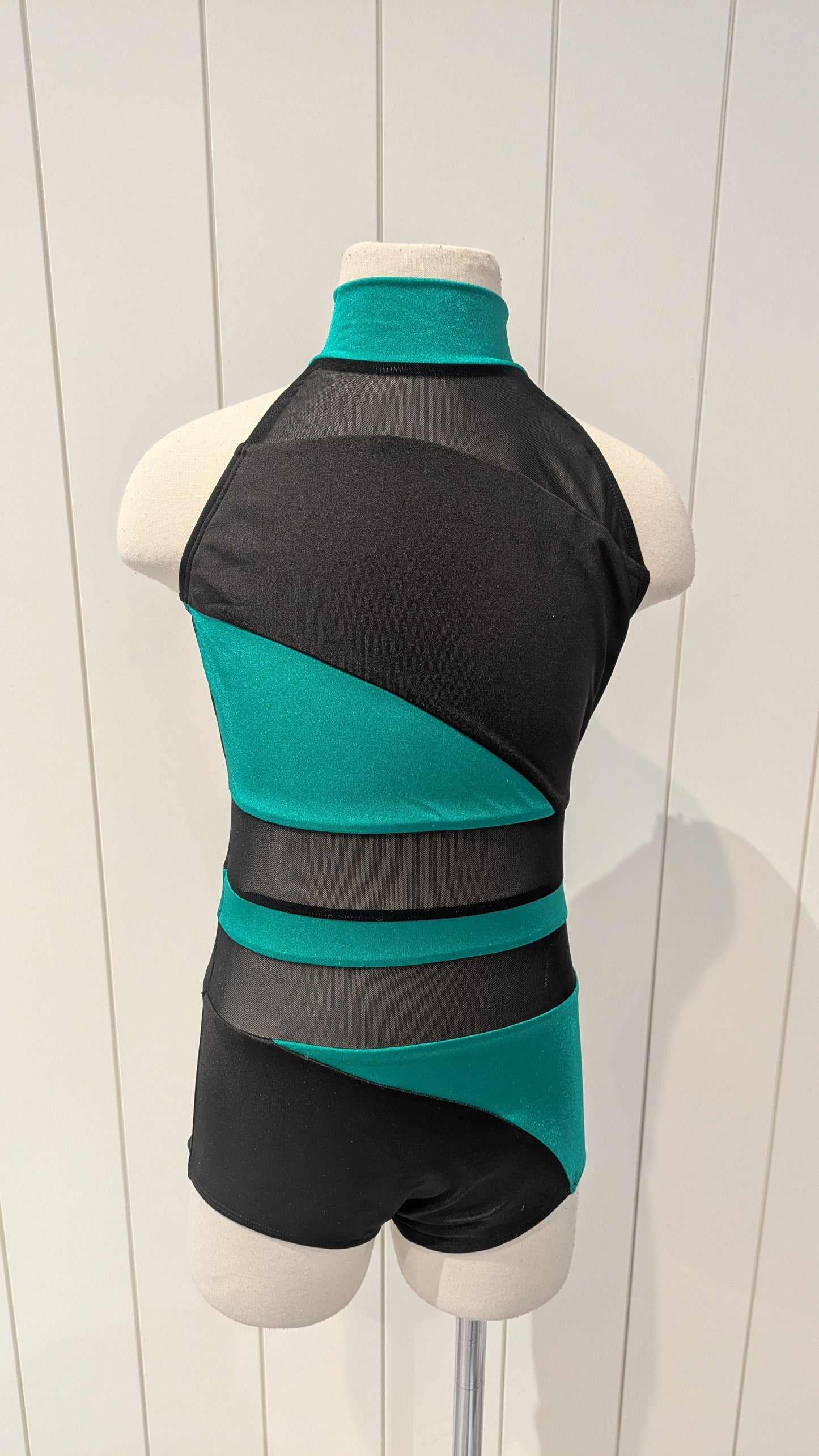 Turquoise and Black Cut Out Unitard
