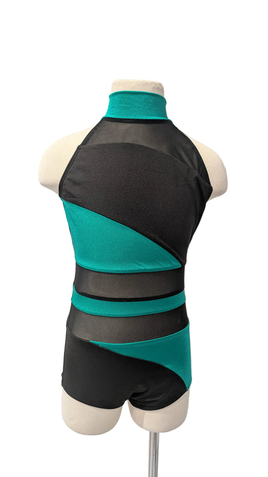 Turquoise and Black Cut Out Unitard