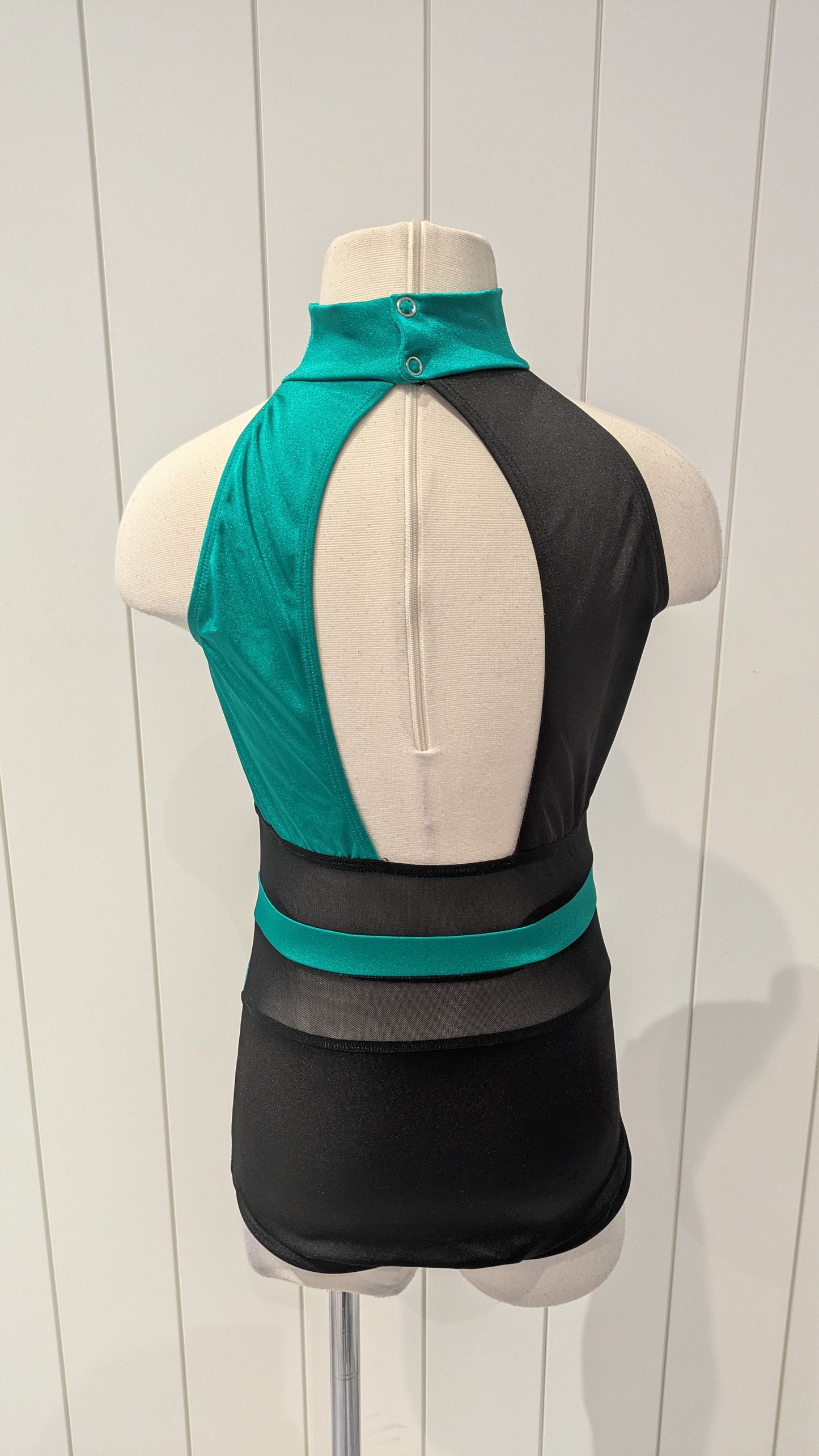 Turquoise and Black Cut Out Unitard