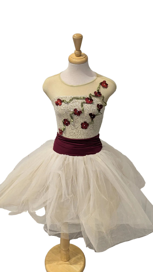 Gold and Burgundy Flower Dress