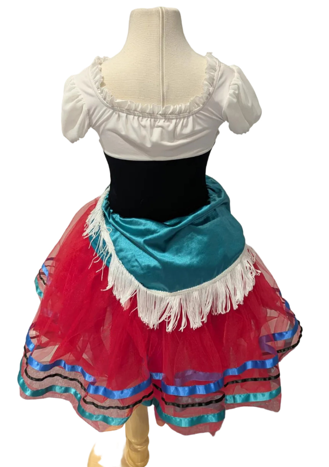 Ballet Child Red and White Tutu with Ribbon and Tassels