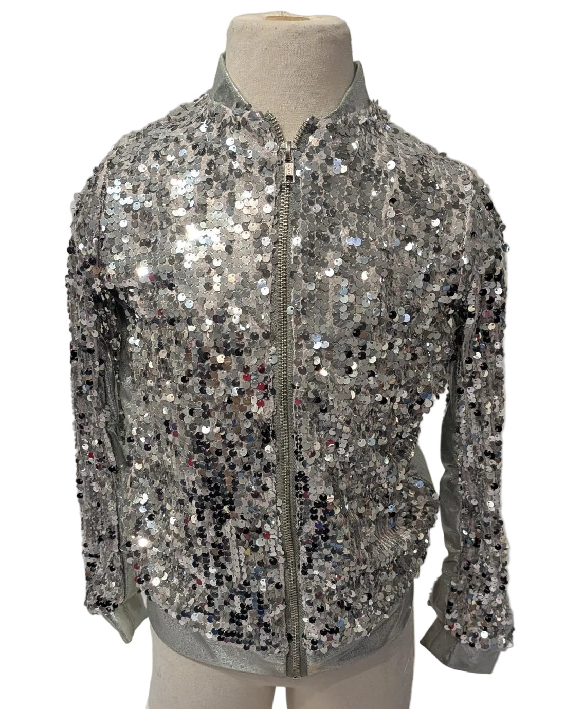 Sequin Silver Zip Up Jacket