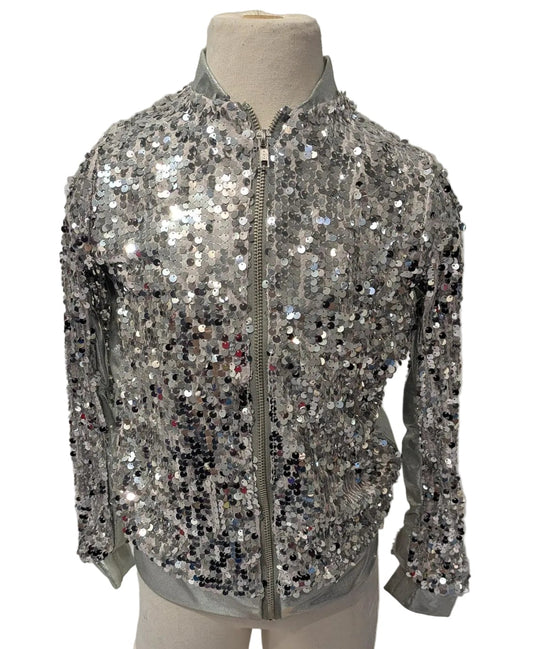 Sequin Silver Zip Up Jacket