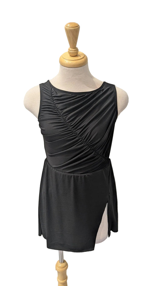 Short Black Dress with Gathered Front