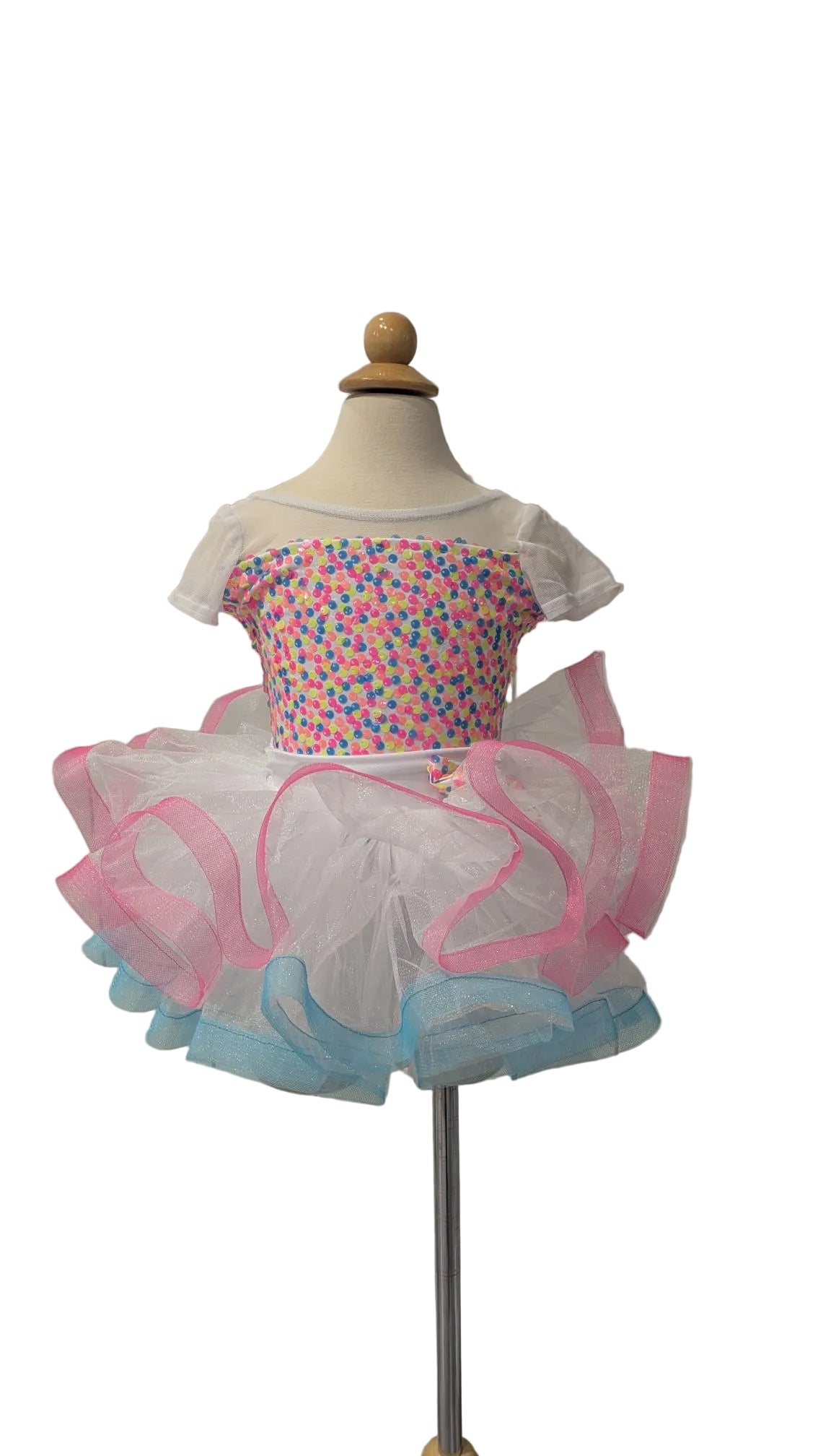 Pink Blue White Sequin Biketard and Tutu