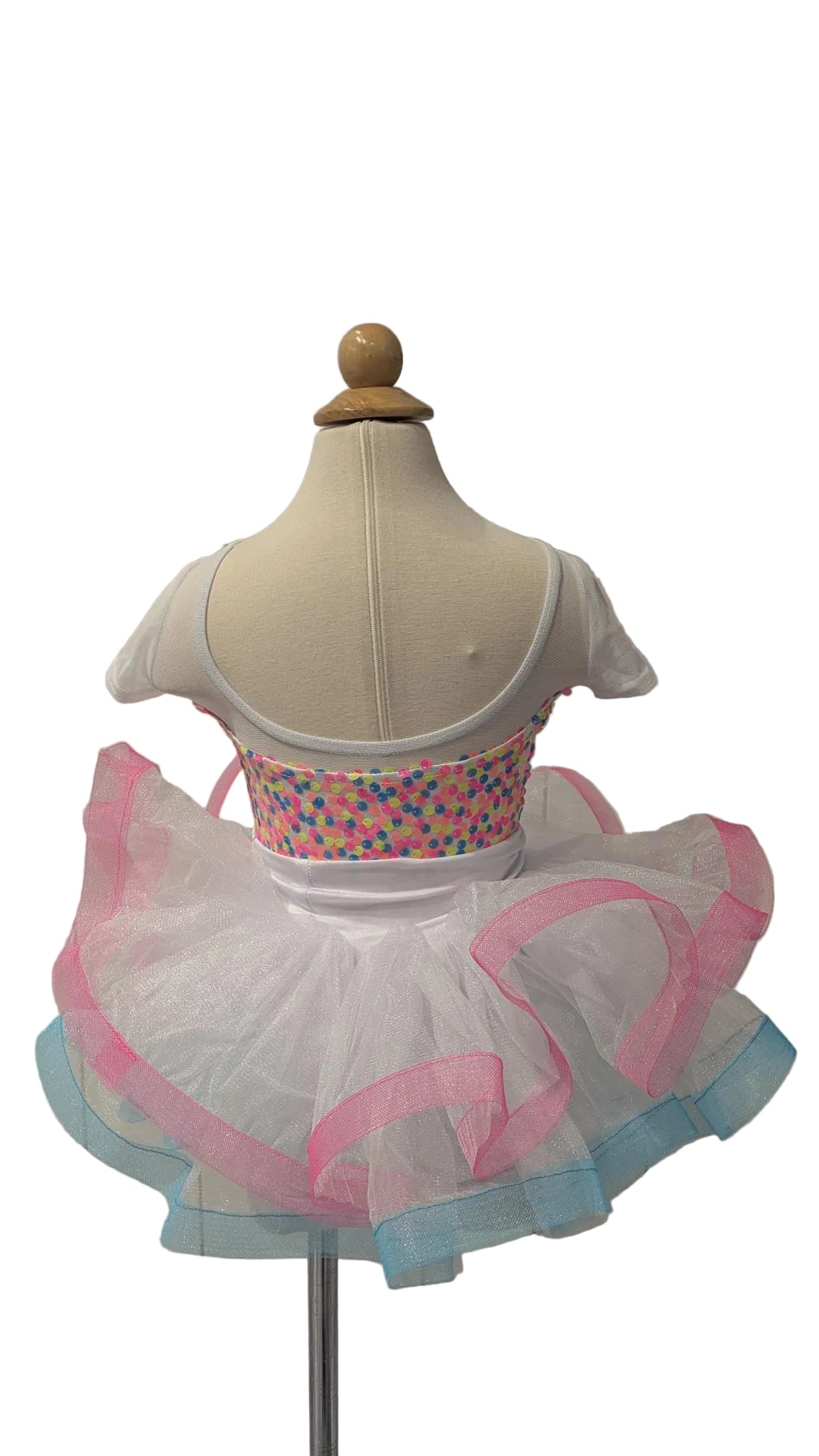 Pink Blue White Sequin Biketard and Tutu
