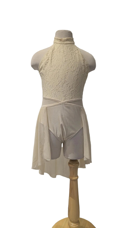 Cream Lace Lyrical Dress with Halter Neck