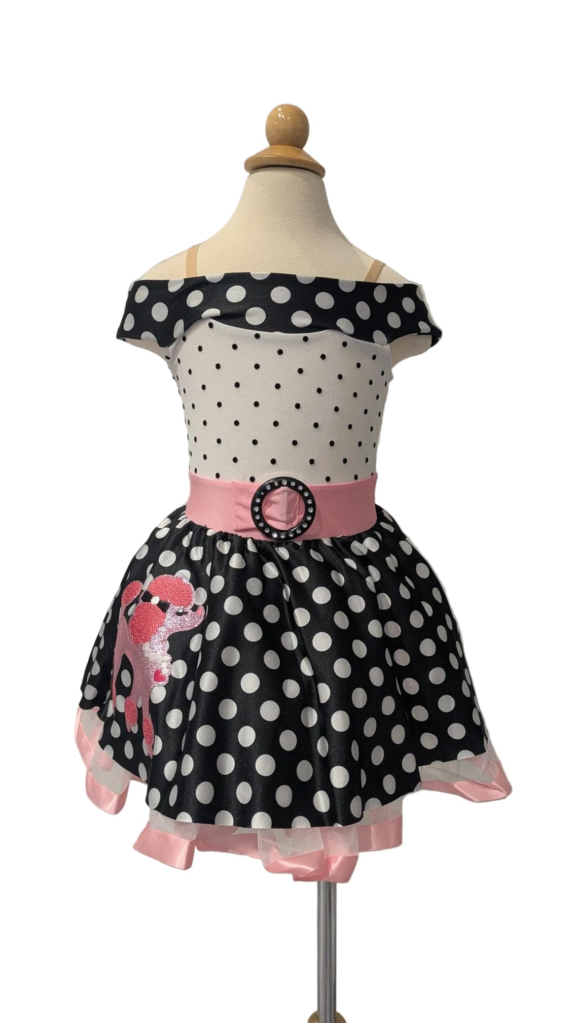 Pink Black and White Polka Dot Poodle Skirt