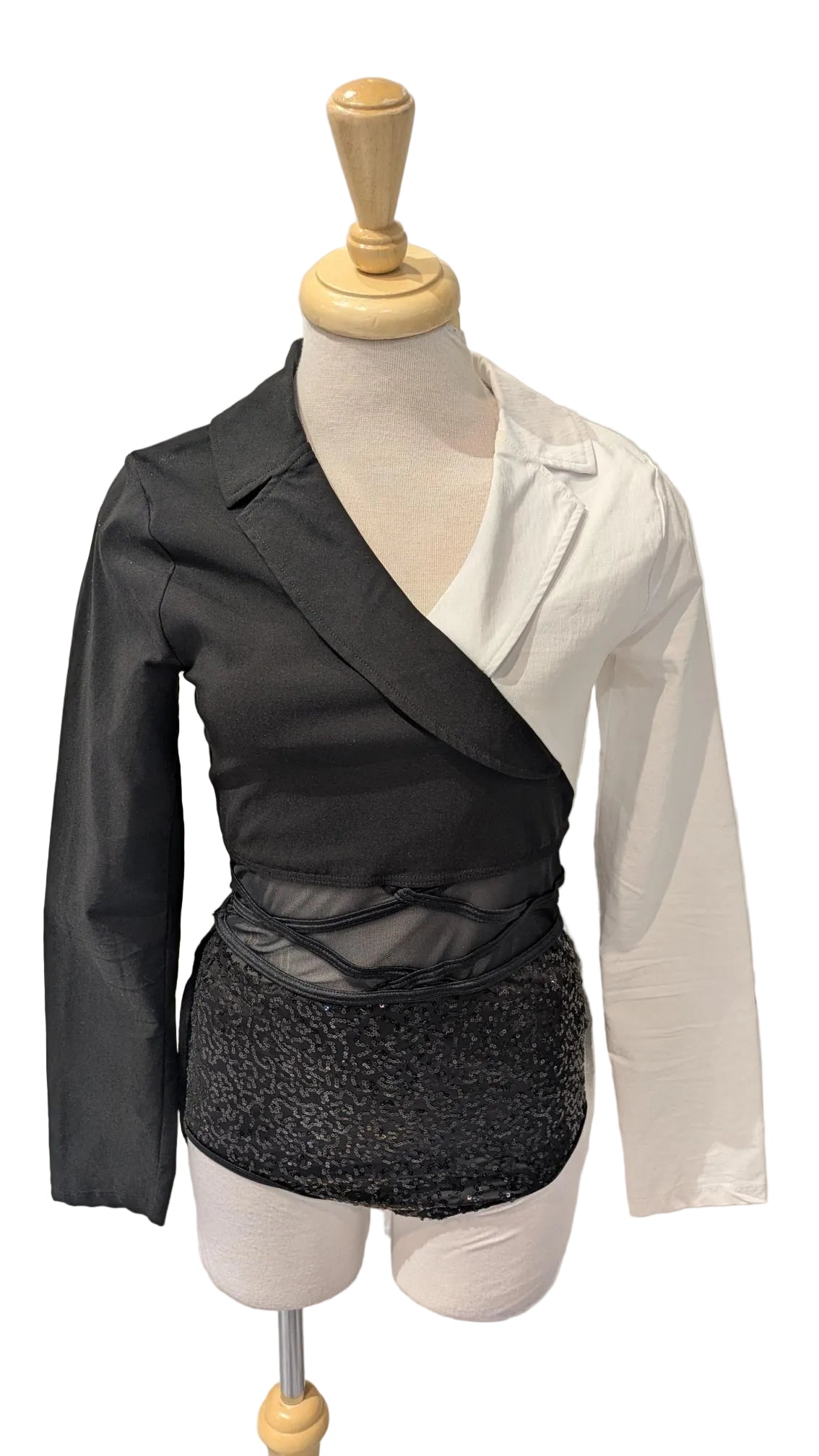 Black and White Long Sleeve Sparkley Jazz Leo