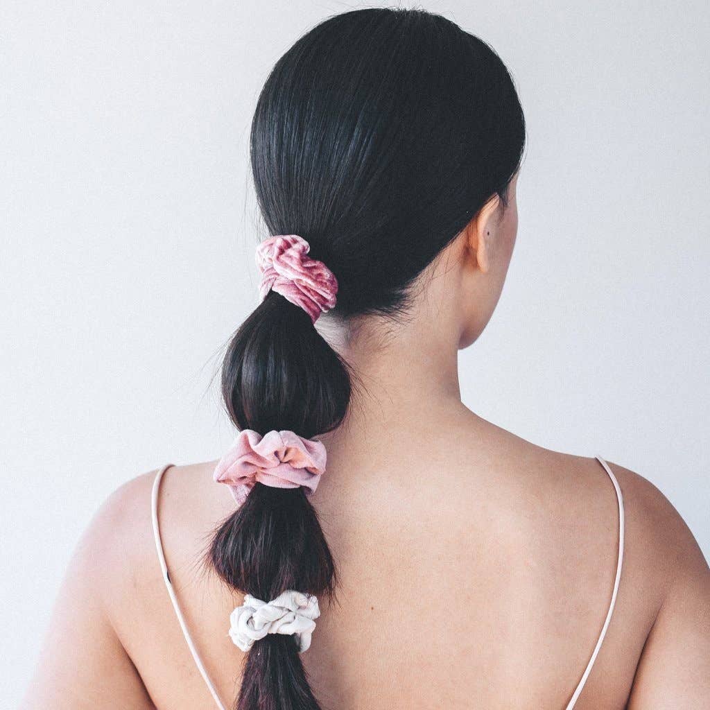 KITSCH - Velvet Scrunchies - Blush and Mauve