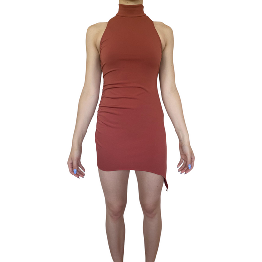 Orange High Neck Dress