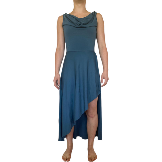 Full-length asymmetrical dress