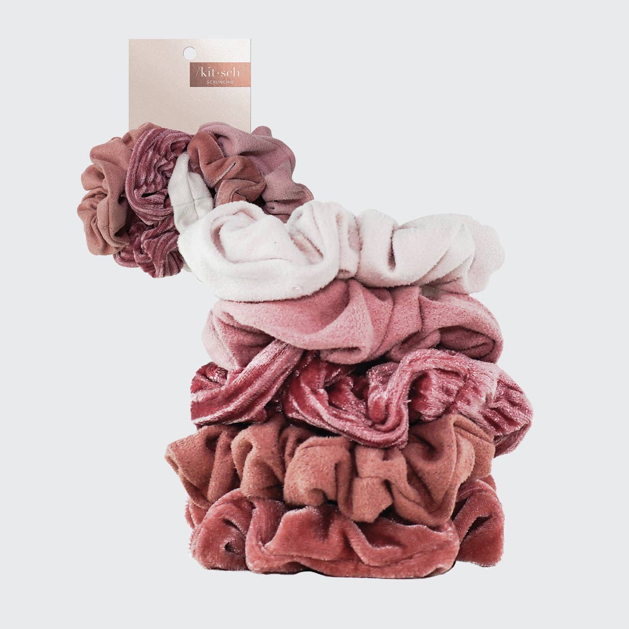 KITSCH - Velvet Scrunchies - Blush and Mauve