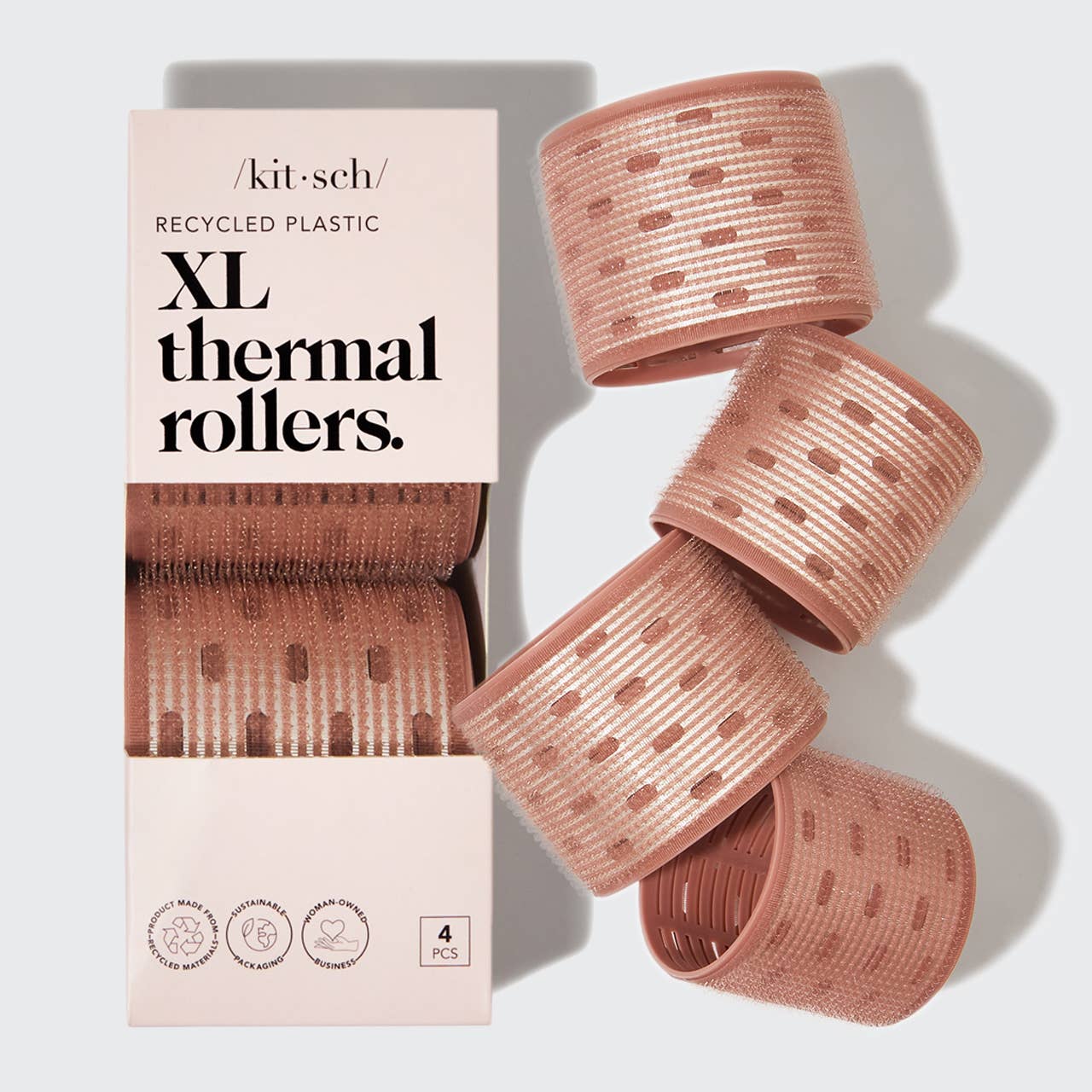KITSCH - Recycled Plastic XL Thermal Rollers 4pc Set - Terracotta