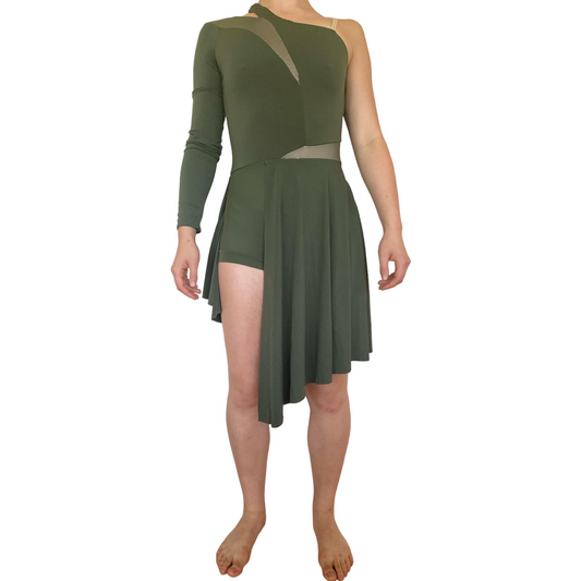 Asymmetrical Green Mid-Length Dress