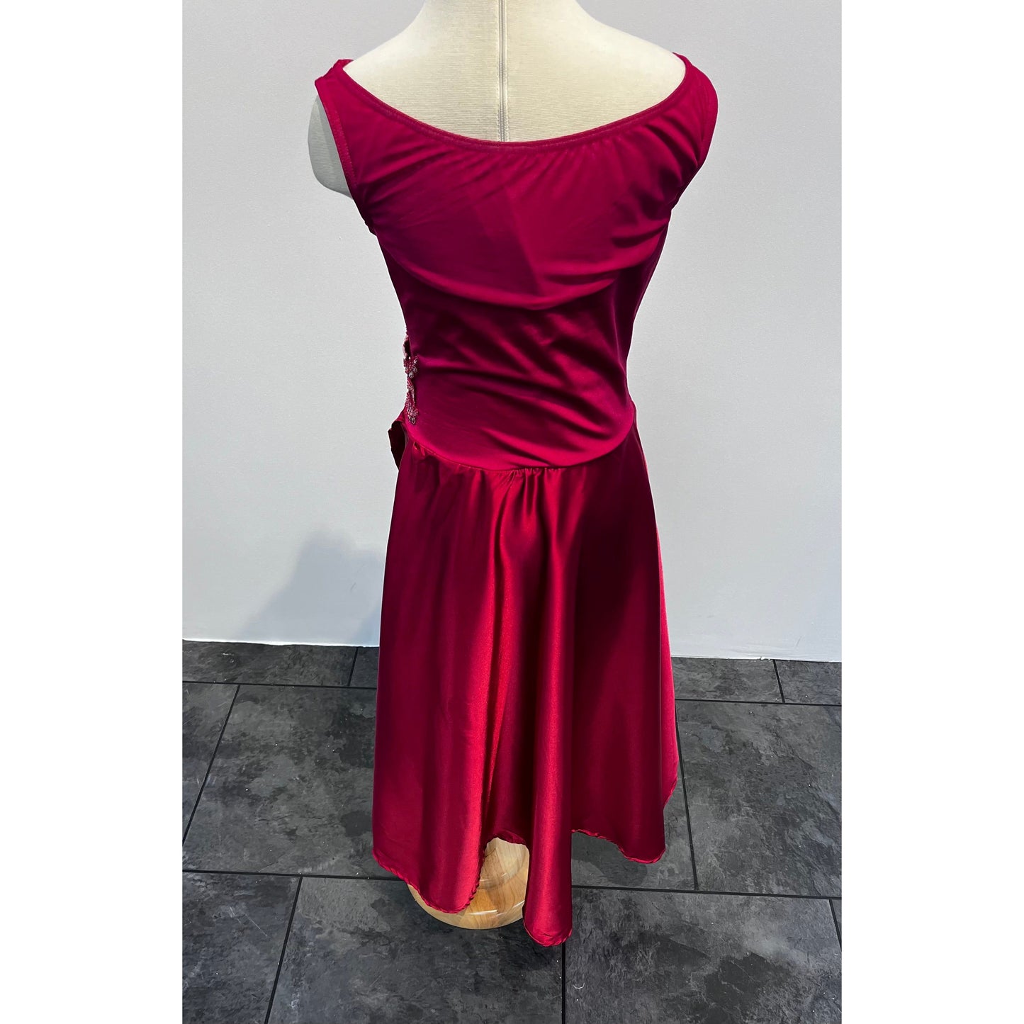 Red Silk Dress with applique