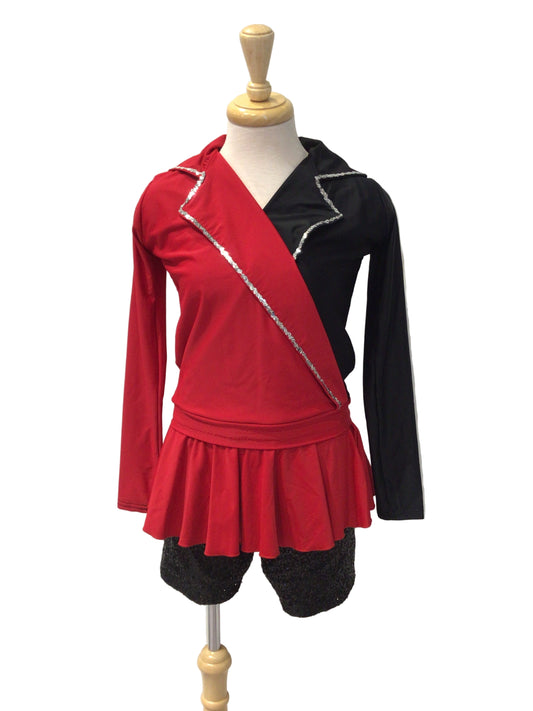 Red and Black Long Sleeve Biketard