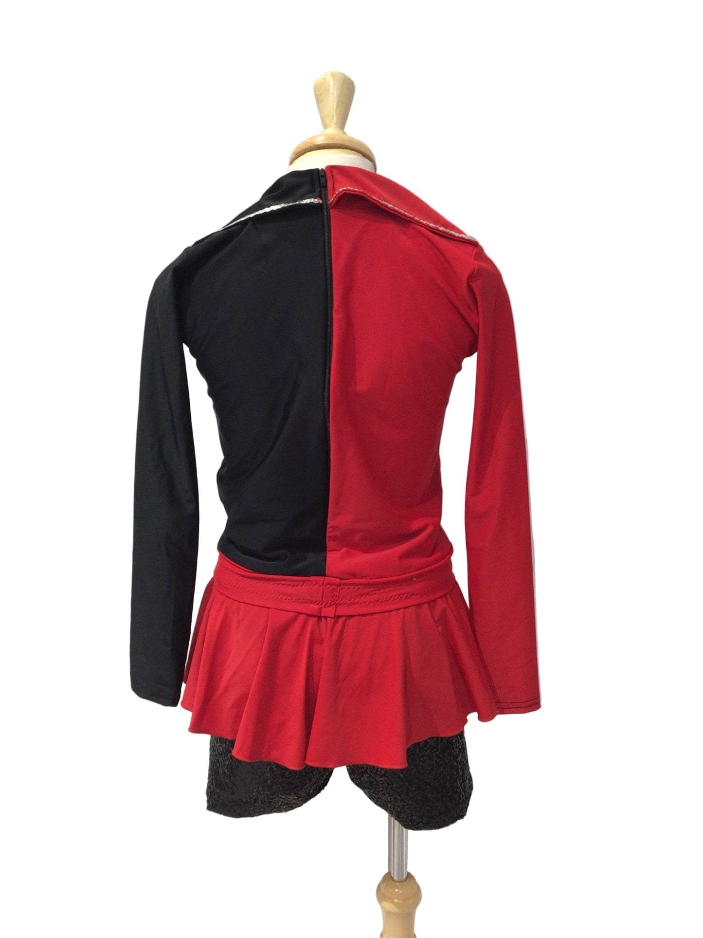 Red and Black Long Sleeve Biketard