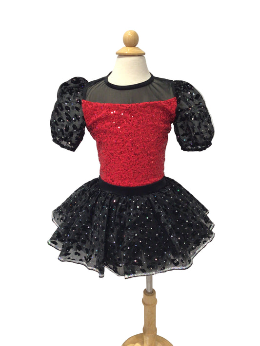 Red and Black Short Sleeve Jazz Tutu