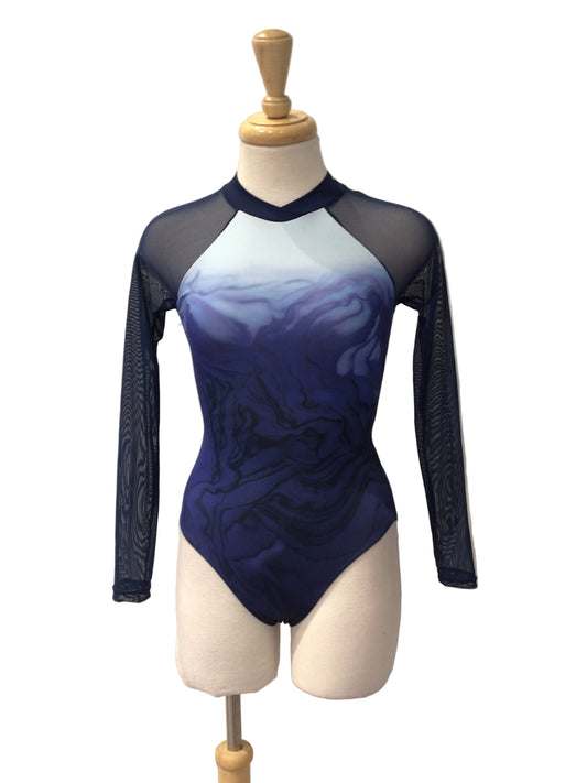 Blue Watercolor Long Sleeve Bodysuit