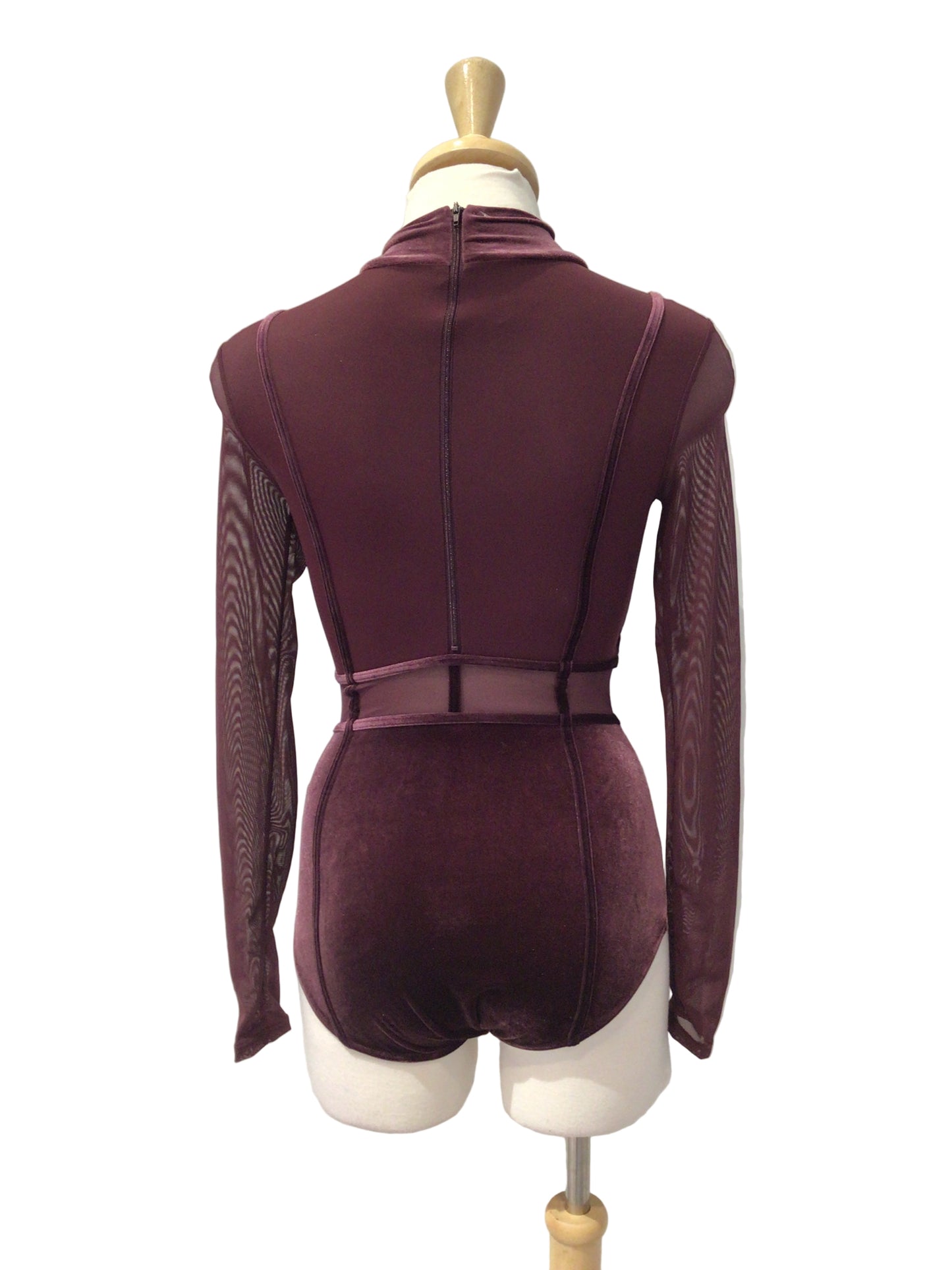 Plum Long Sleeve Velvet Bodysuit