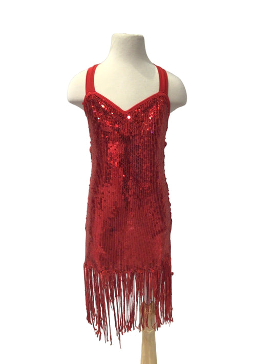 Red Sequin Dress with Fringe