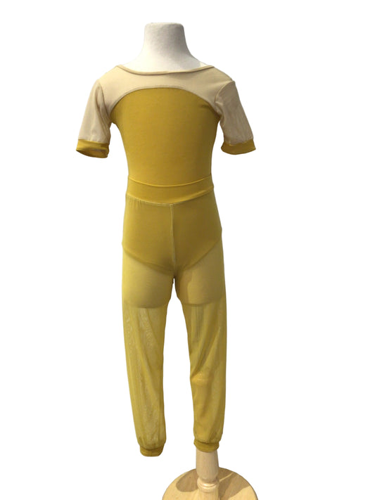 Canary Yellow Bodysuit and Mesh Pants