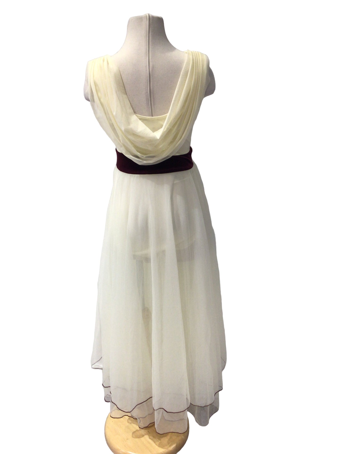 Cream and Burgundy Long Ballet Dress