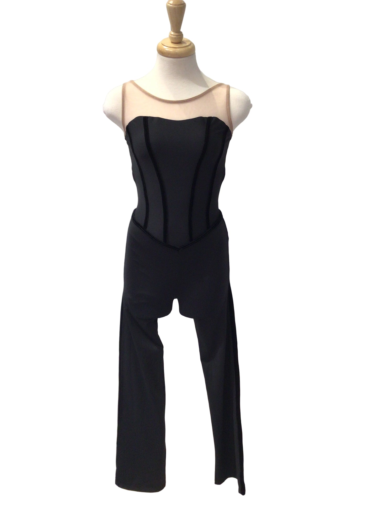 Black Unitard with Mesh Neckline
