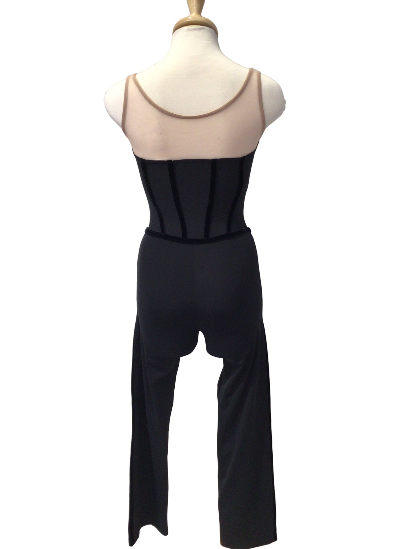 Black Unitard with Mesh Neckline