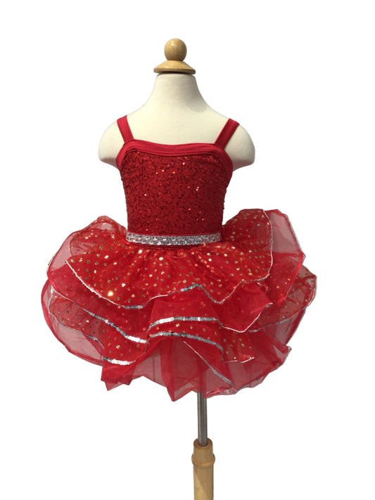 Red and Silver Tiered Tutu