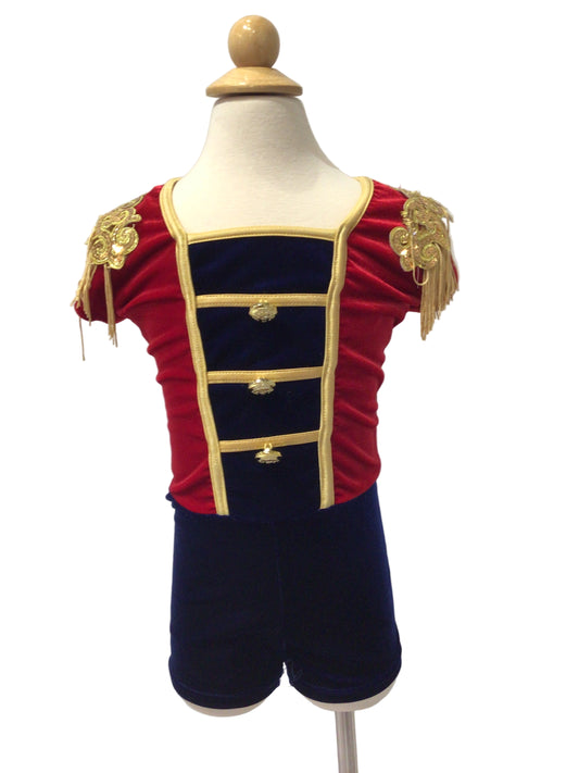 Red and Blue Velvet Soldier Biketard