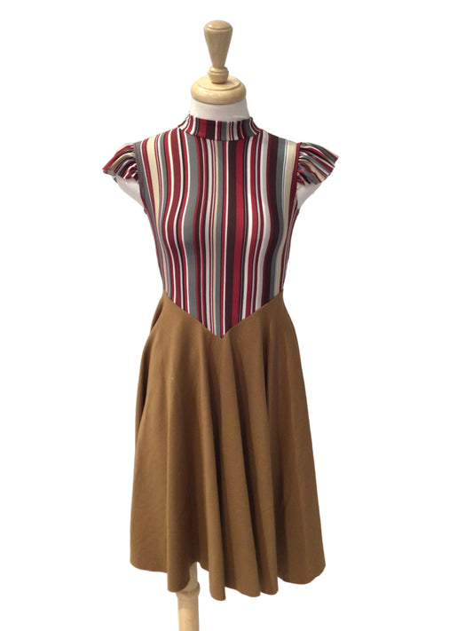 Burgundy and White Striped Dress