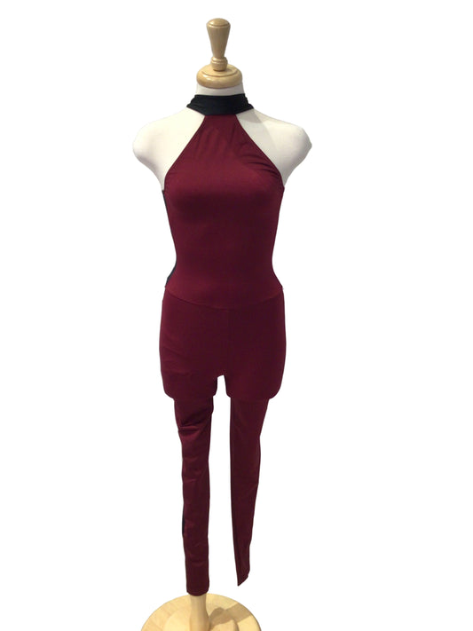 Maroon Halter Unitard