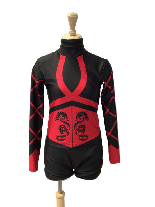 Red and Black Dragon Biketard