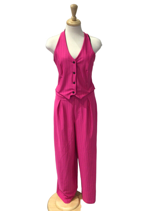 Flourescent Pink Pin Stripe