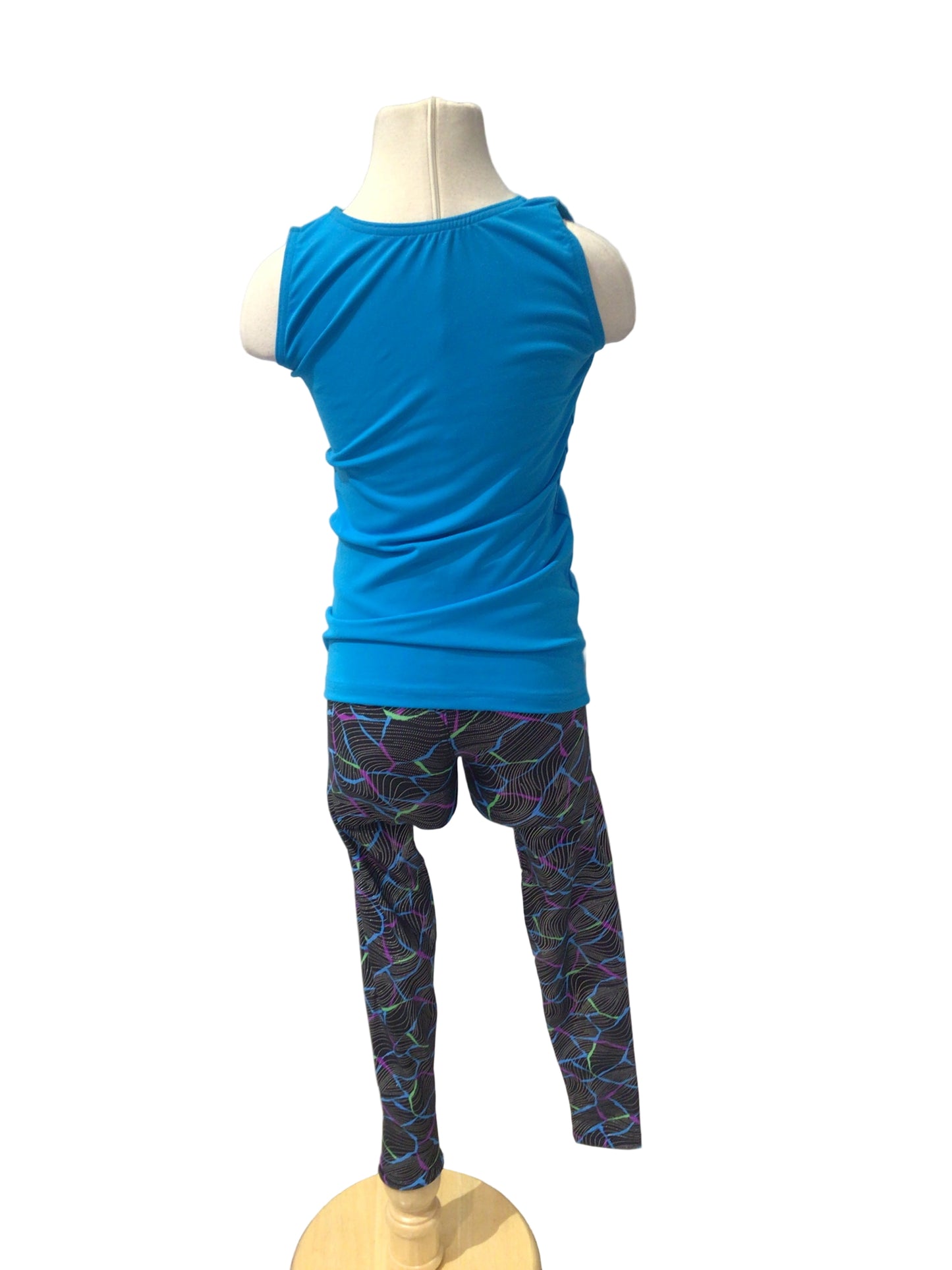 Teal Blue Shirt with Shiny Leggings