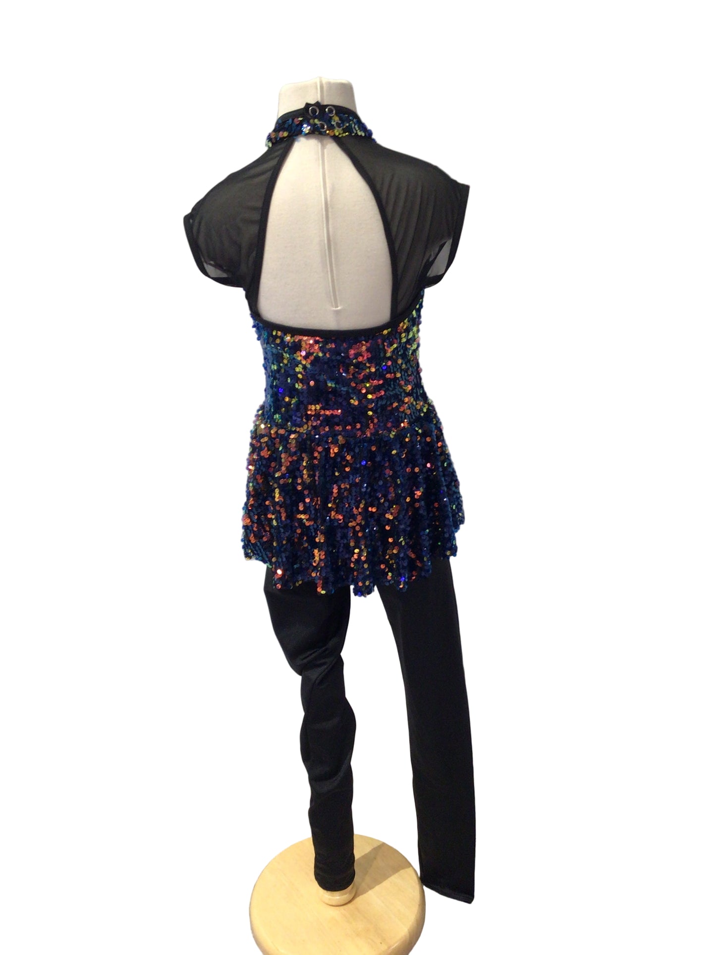 Blue and Black Sequin Unitard