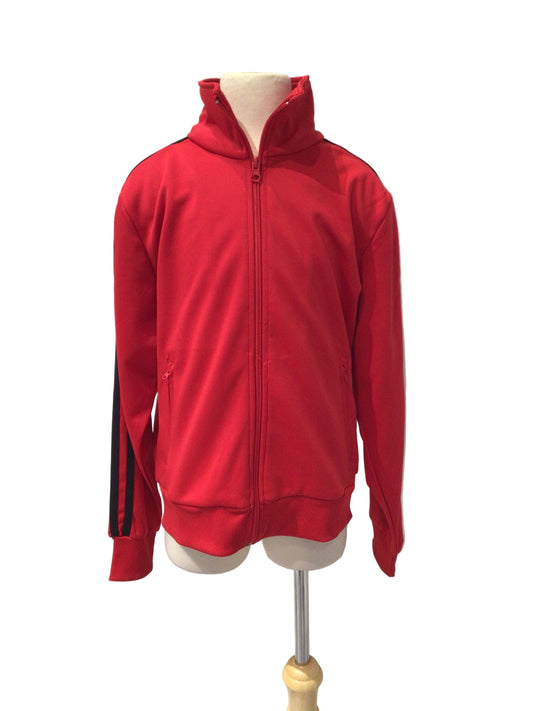 Red Zip Up Jacket with Black Stripes