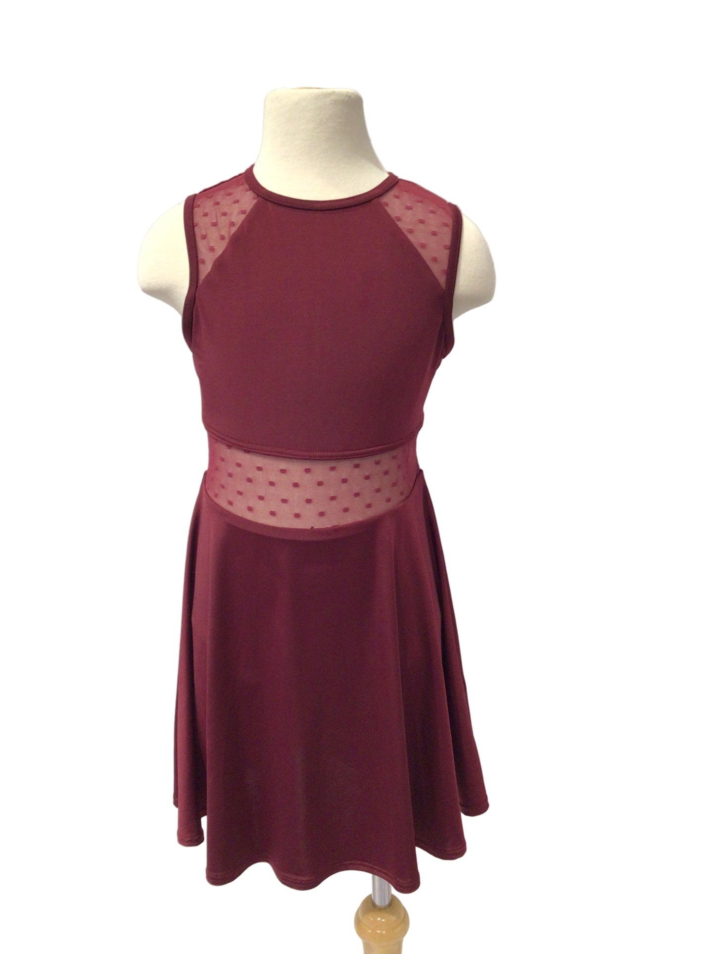 Burgundy Lycra Dress with Lace