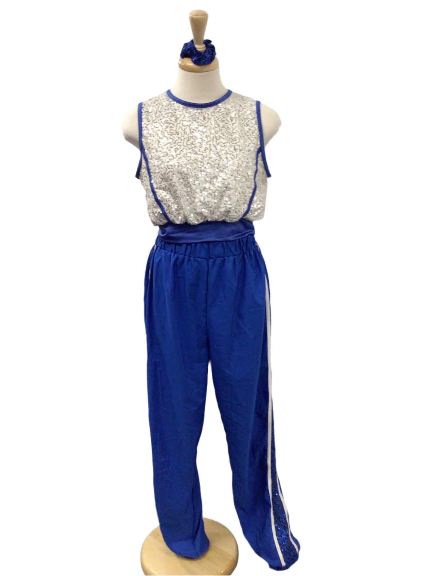 Silver and Blue Top and Track Pants