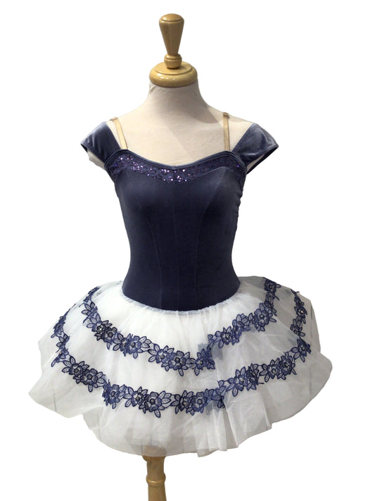 Grey Blue and White Flower Tutu