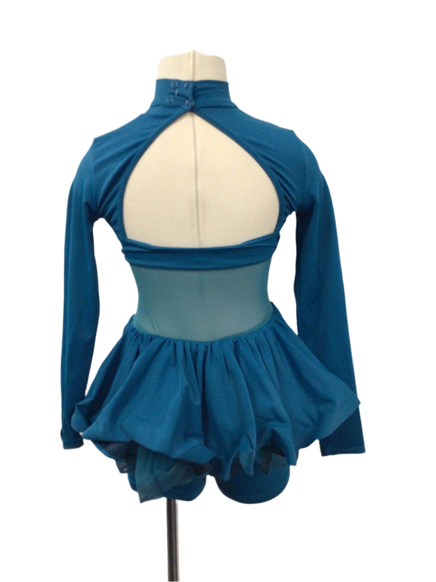 Teal Blue Biketard with Half Skirt