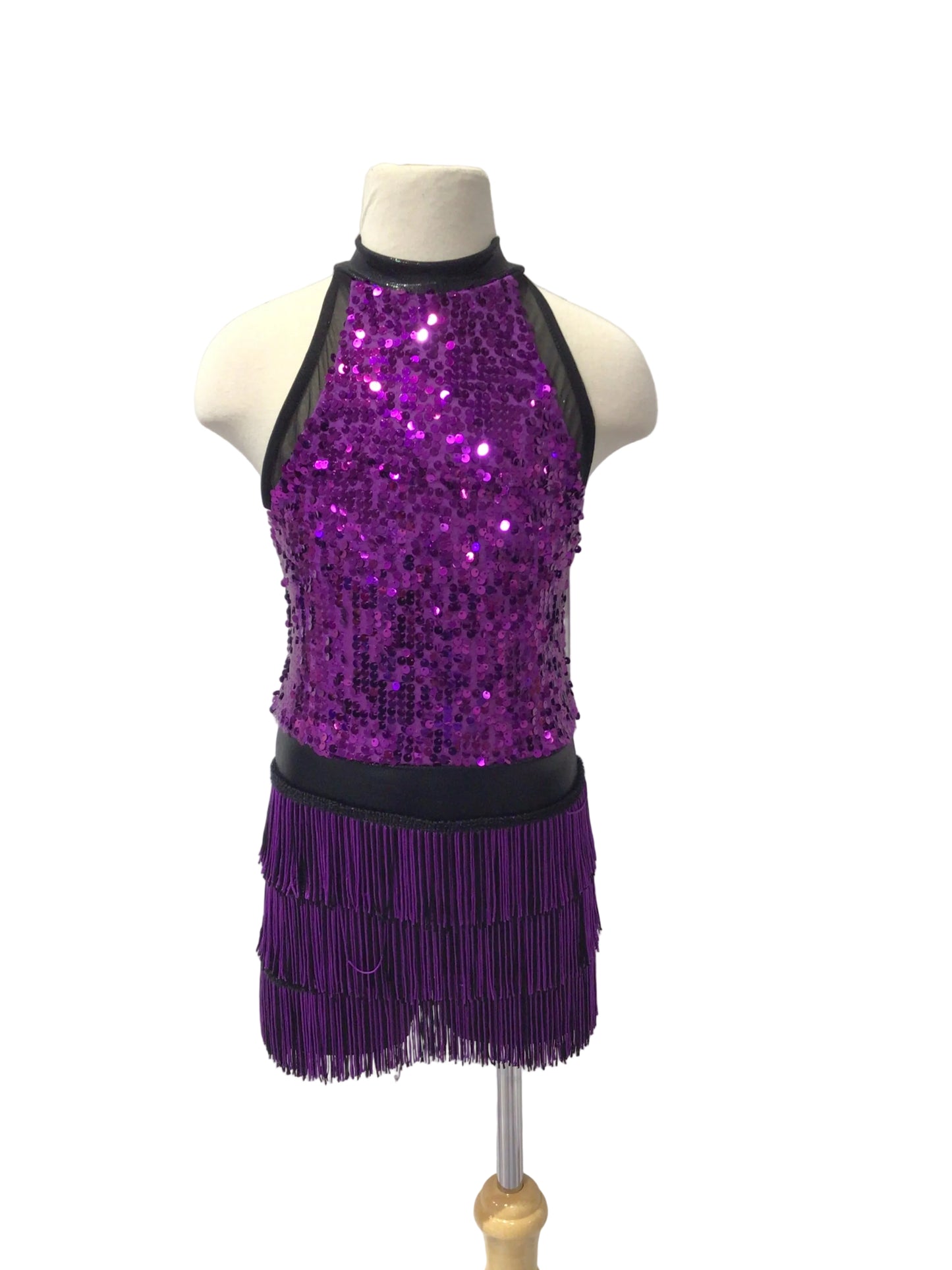 Purple and Black Halter Fringe
