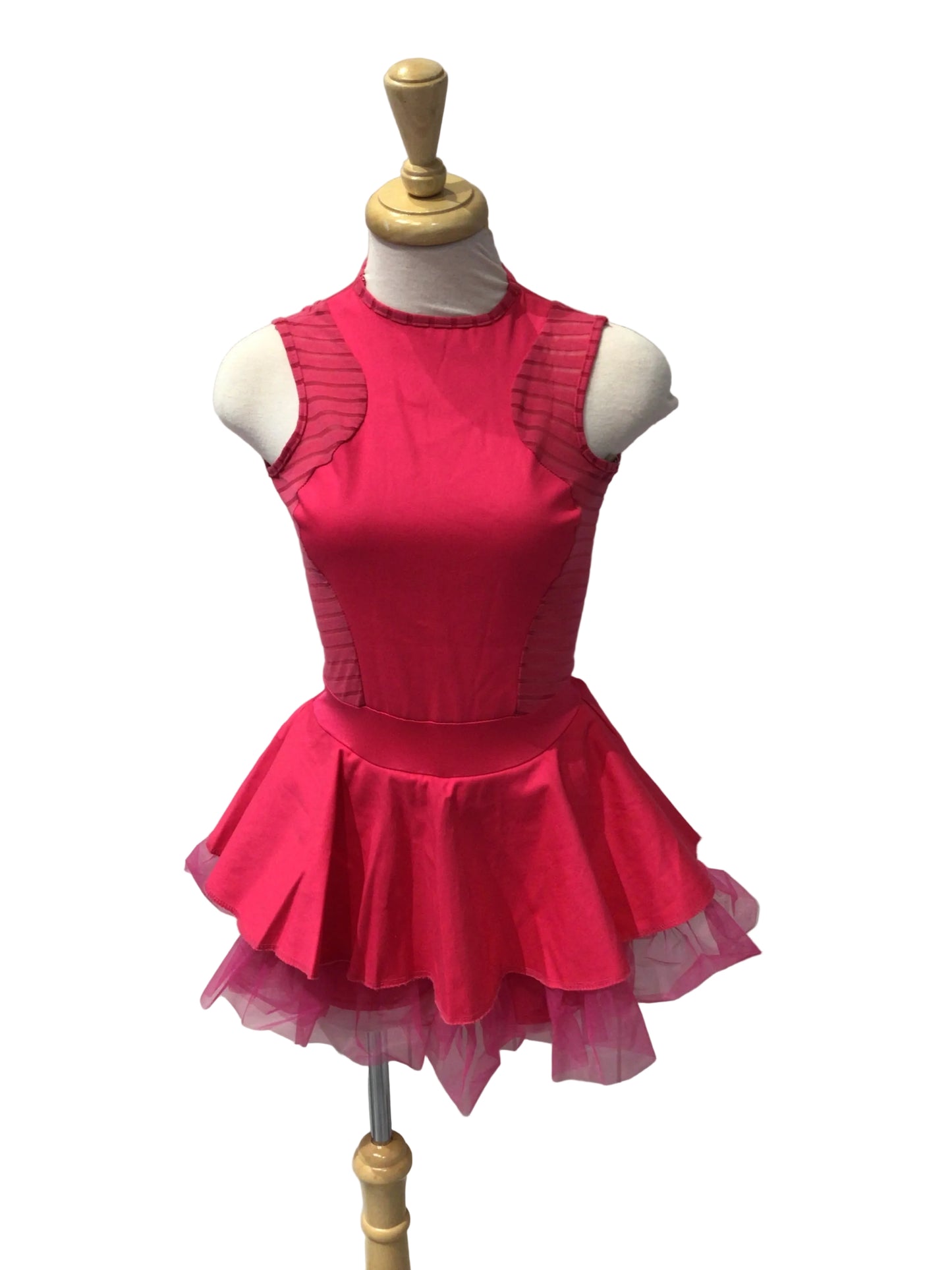 Hot Pink Short Dress wih Mesh